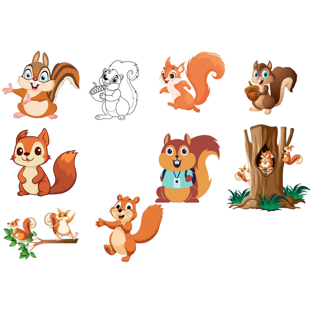 Squirrel Bundle9 Squirrels Png Filecute Animalsmother SquirrelCute Squirrel Clipart Bundle Clip Art Set Of 9 High 0