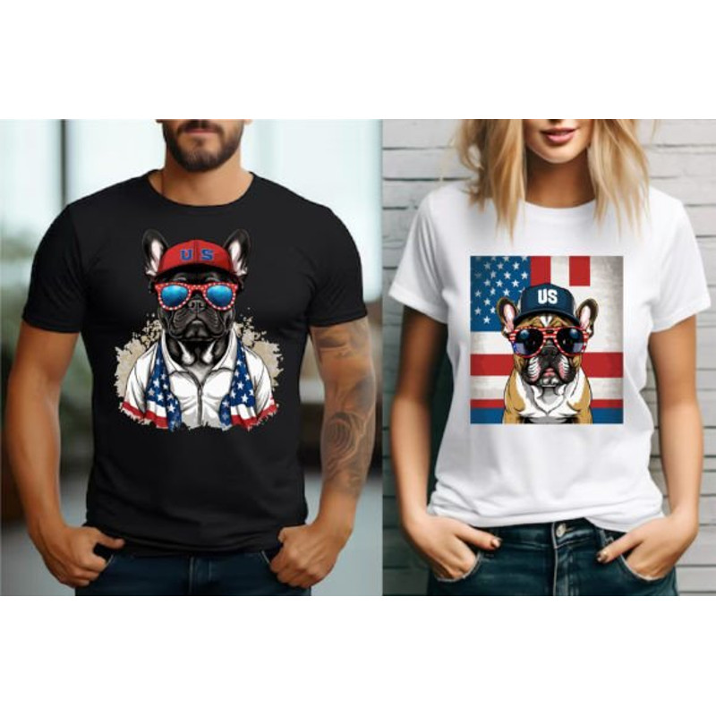 French Bulldog Tshirt2 Png Filesamerican Flag Bulldoganimal Tshirttshirt Designsretro SunsetFrench Bulldog Tsh 0