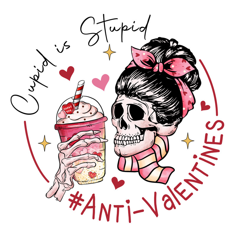 Cupid Is Stupid Png CupidValentines Day Severed Skull Valentines Day Skull png Skull Sublimation Coffee CoffeeVal 0