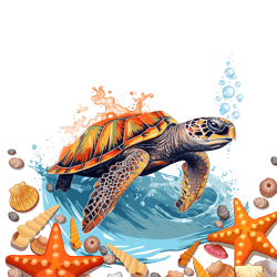 turtle1png,sea animals,cute cheerful turtle,seashells,star seashell,undersea life,seafood,coo turtle,kids gift,shirt pri