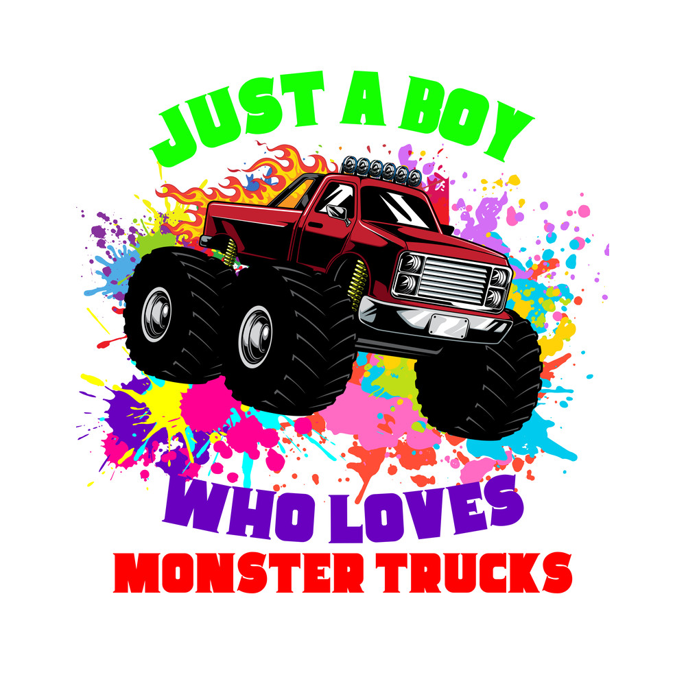 Just A Boy Who Loves Monster Trucks Pngdrawn Monster Truck Pngtruck Png Designboy Truck Png Colorful Monster Truckf 0
