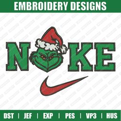Nike Grinch Face Embroidery Designs, Christmas Embroidery Designs, Nike Christmas Designs, Instant Download
