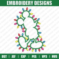 Mickey Christmas Lights Embroidery Designs, Disney Christmas Embroidery Designs, Disney Christmas Designs, Instant Downl