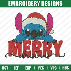 Merry Xmas Buffalo Disney Stitch Santa Hat Embroidery Designs, Disney Christmas Embroidery Designs, Disney Christmas Des