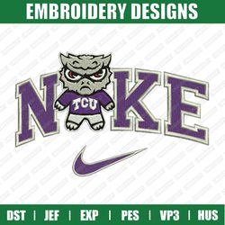 Nike TCU Horned Frogs Embroidery Files, Sport Embroidery Designs, Nike Embroidery Designs Files, Instant Download