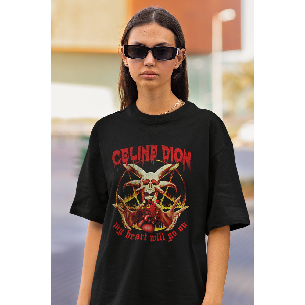 Celine Dion Horror Shirt, Celine My Heart Will Go On T-Shirt, Funny Halloween Horror Shirt, Offensive Titanic Shirt, Satanic Shirt Metal Tee.jpg