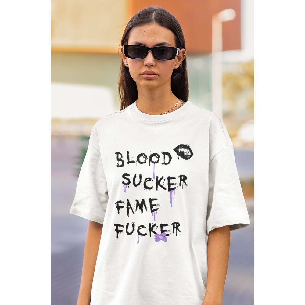 Olivia Rodrigo Shirt, Blood Sucker Fame Fucker, Guts Tour Shirt, Olivia Rodrigo Merch, Rodrigo Fan Gift, Y2k Oversized Grunge Concert Tee.jpg