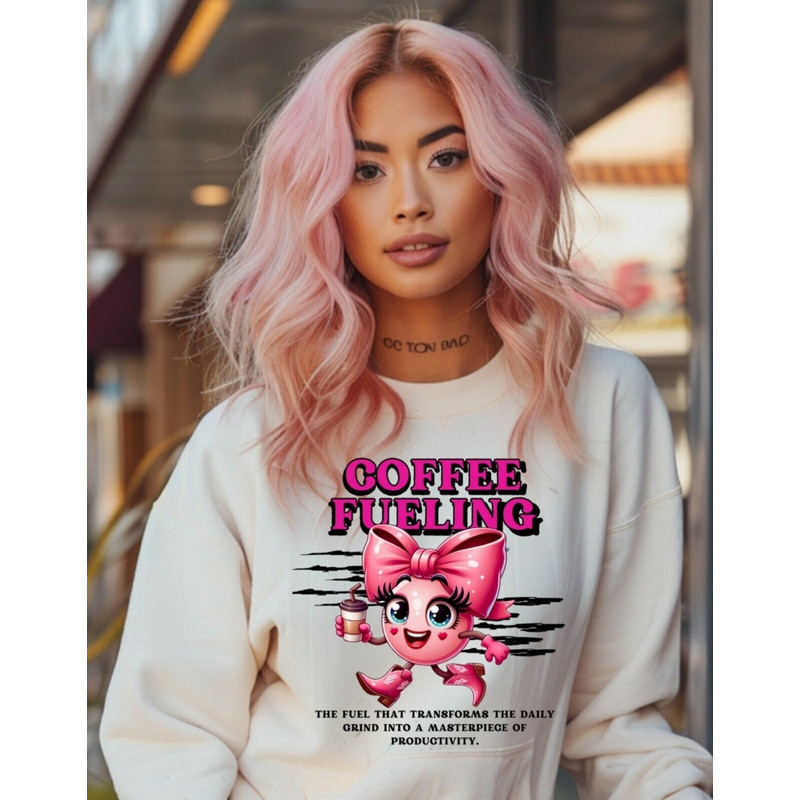 Fueled by Coffee, Coffee Lovers, Coquette Bow, Mother's Day, Mom, Mother's, PNG file, Sublimation PNG.jpg
