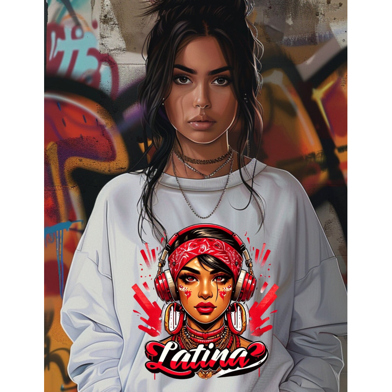 Latina, Spanish Woman, PNG file, Weed, Red Bandana, Sublimation pn, Chingona, Bad Ass Woman.jpg