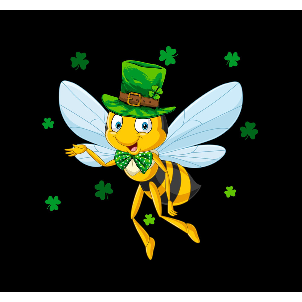 Bee St Patrick's Day Png, Bee St Patrick's Day Shamrock Leprechaun Bee Irish Png.jpg