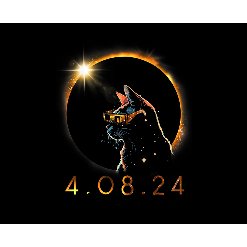 Cat Wearing Solar Eclipse Glasses Png, Solar Eclipse 2024 Cat Png.jpg