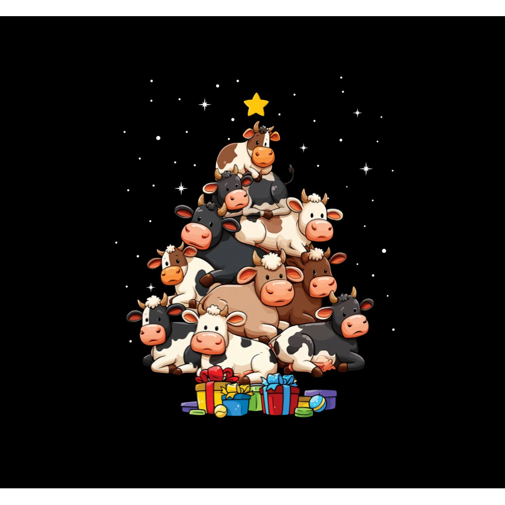 Cow christmas tree Png, Funny Christmas Cow Png.jpg