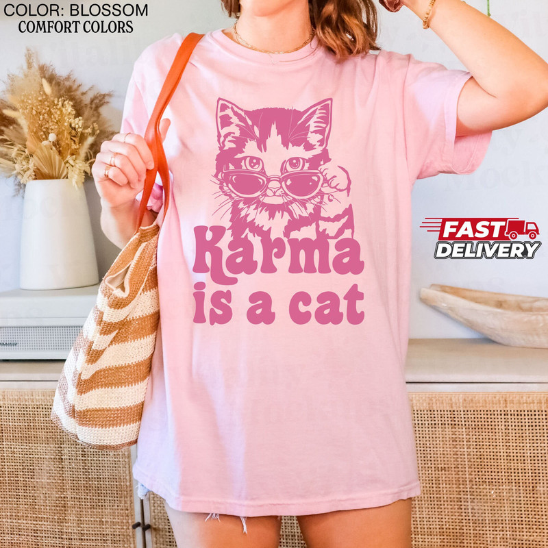 Karma Is a Cat Shirt, Cat Lover T-Shirt, Kitten T-Shirt, Cat Lover Gift Tee, Cat Mom Shirt, Concert Tee, Positive Quote Tee, Karma T-Shirt.jpg