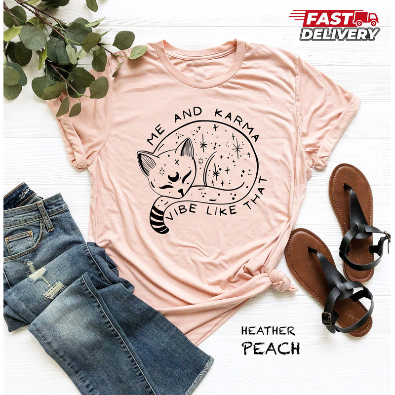 Me And Karma Vibe Like That Shirt, Karma Is A Cat Shirt, Lyric Merch, Midnights Album Inspired Tee, Concert Shirt, Minimal Shirt, Women Tees.jpg