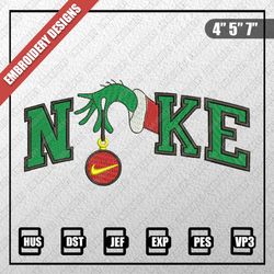 christmas embroidery designs, nike christmas designs, nike grinch hand embroidery designs, digital download