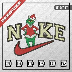 christmas embroidery designs, nike christmas designs, nike grinch embroidery designs, digital download