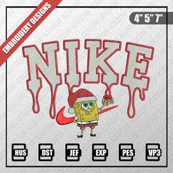 Christmas Embroidery Designs, Nike Christmas Designs, Nike Spongebob Xmas Embroidery Designs, Digital Download