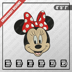 minnie face embroidery files, disney embroidery designs, minnie embroidery designs files, instant download