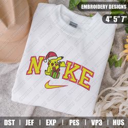 Nike Pikachu Santa Hat Christmas Embroidery Files, Christmas Embroidery Designs, Nike Embroidery Designs Files, Instant