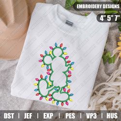 Mickey Christmas Lights Embroidery Files, Disney Christmas Embroidery Designs, Disney Embroidery Designs Files, Instant