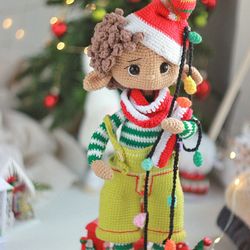 little santa's helper crochet toy cute christmas elf, pdf english  pattern elf crochet pattern animals amigurumi toy han