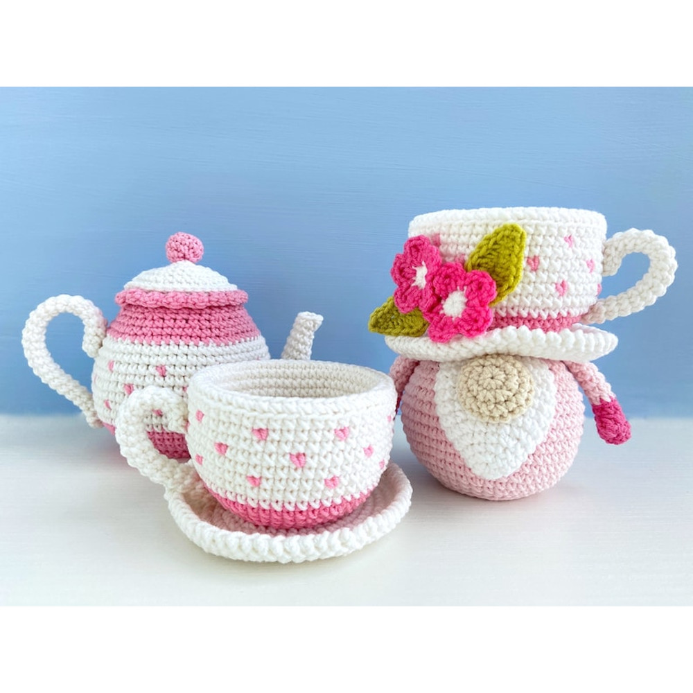 Tea Cup Gnome With Teapot Crochet Patterns Funny Amigurumi Play Food Birthday Basket 3