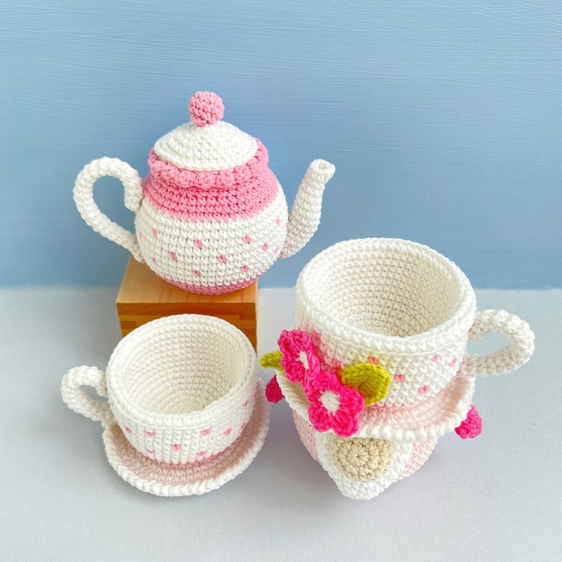 Tea Cup Gnome With Teapot Crochet Patterns Funny Amigurumi Play Food Birthday Basket 6