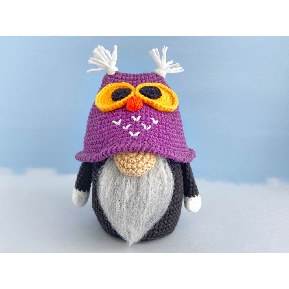 Halloween Crochet Pattern Owl Gnome Amigurumi Owl Holiday Gnome 6