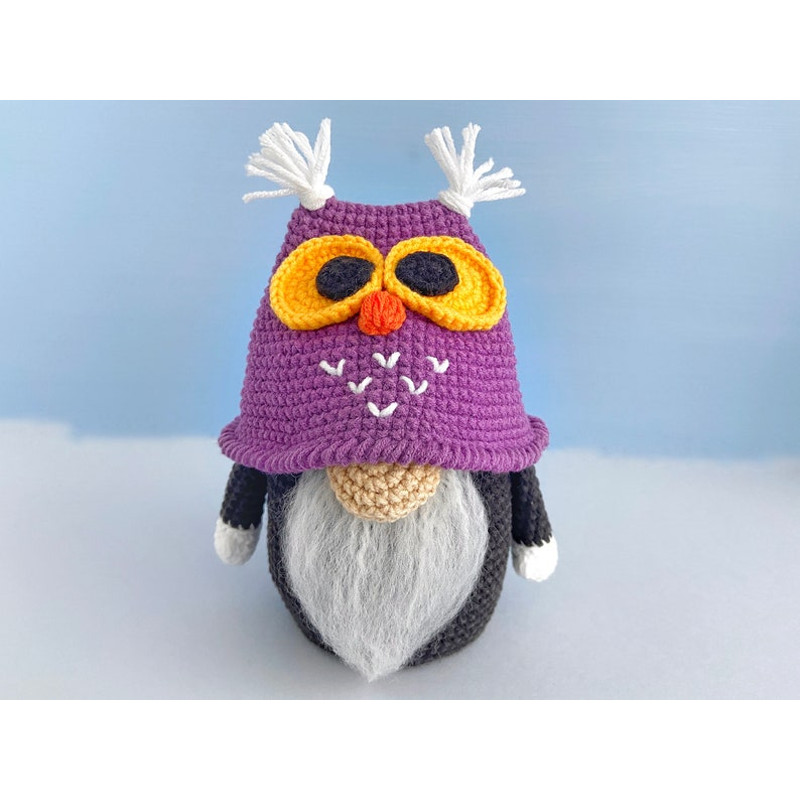 Halloween Crochet Pattern Owl Gnome Amigurumi Owl Holiday Gnome 7