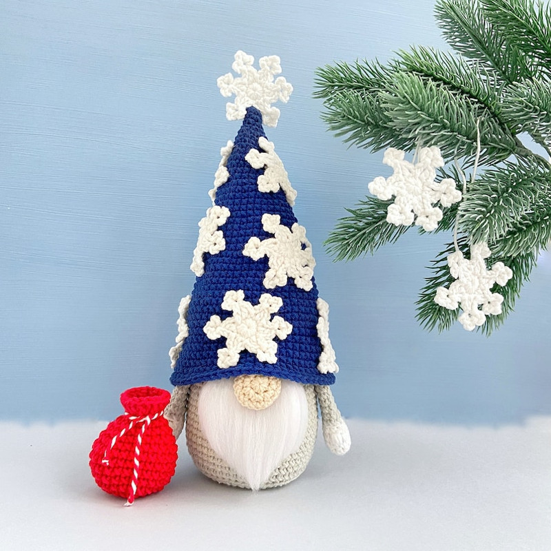 Crochet Pattern Snowflake Gnome And Christmas Tree Ornament Christmas Gnomes Pdf Christmas Keychain 4