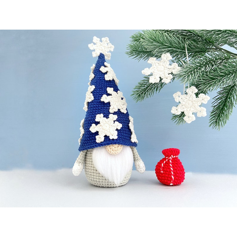 Crochet Pattern Snowflake Gnome And Christmas Tree Ornament Christmas Gnomes Pdf Christmas Keychain 0