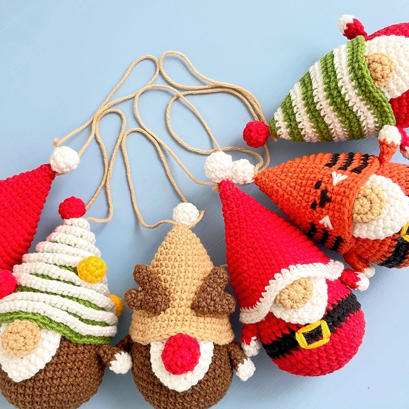 Christmas Ornaments Tiny Gnomes Pattern Christmas Crochet Garland Holiday Tiny Gnomes Ornaments Tree Gnome Deer Gnom 6