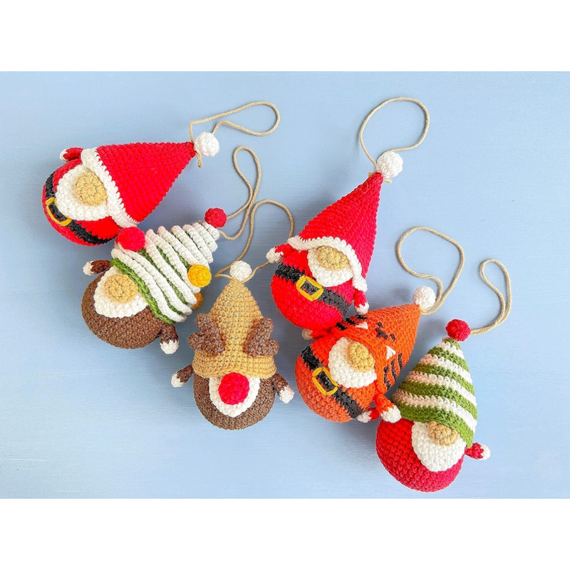 Christmas Ornaments Tiny Gnomes Pattern Christmas Crochet Garland Holiday Tiny Gnomes Ornaments Tree Gnome Deer Gnom 9