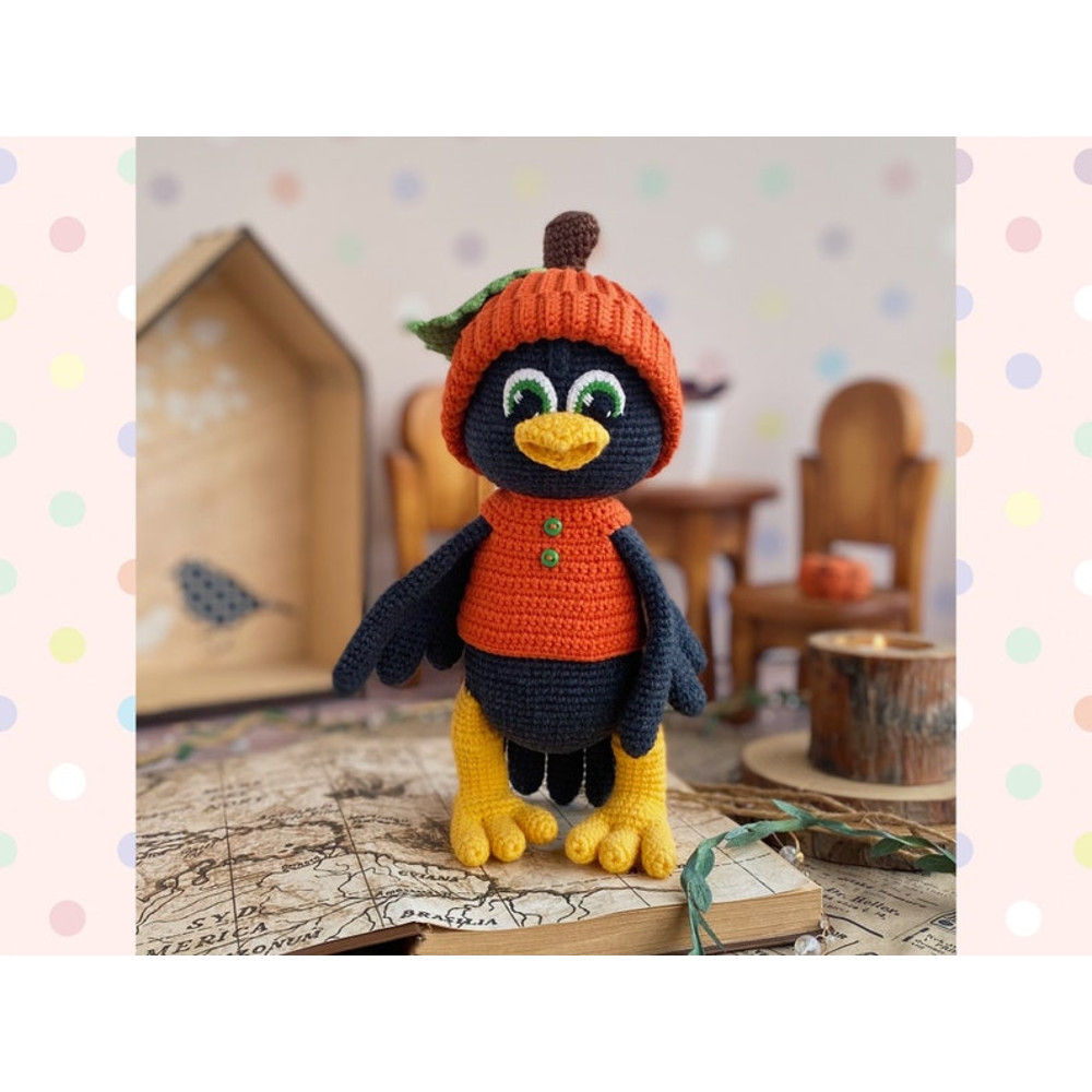 Crochet Pattern Doll Raven In Pumpkin And Wizard Costumes TUTORIAL Crow In English In PDF Amigurumi Crow Halloween Pa 4