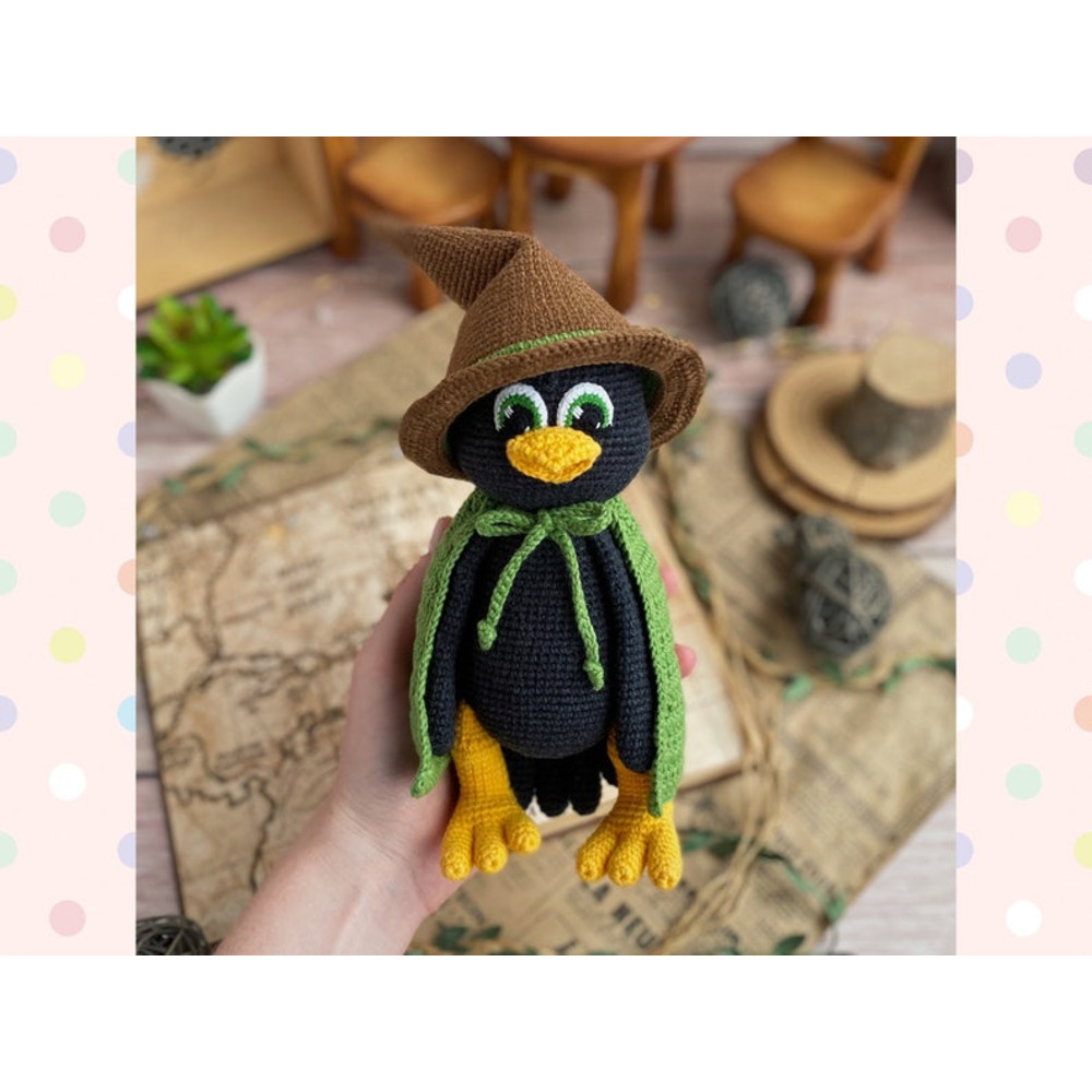 Crochet Pattern Doll Raven In Pumpkin And Wizard Costumes TUTORIAL Crow In English In PDF Amigurumi Crow Halloween Pa 7