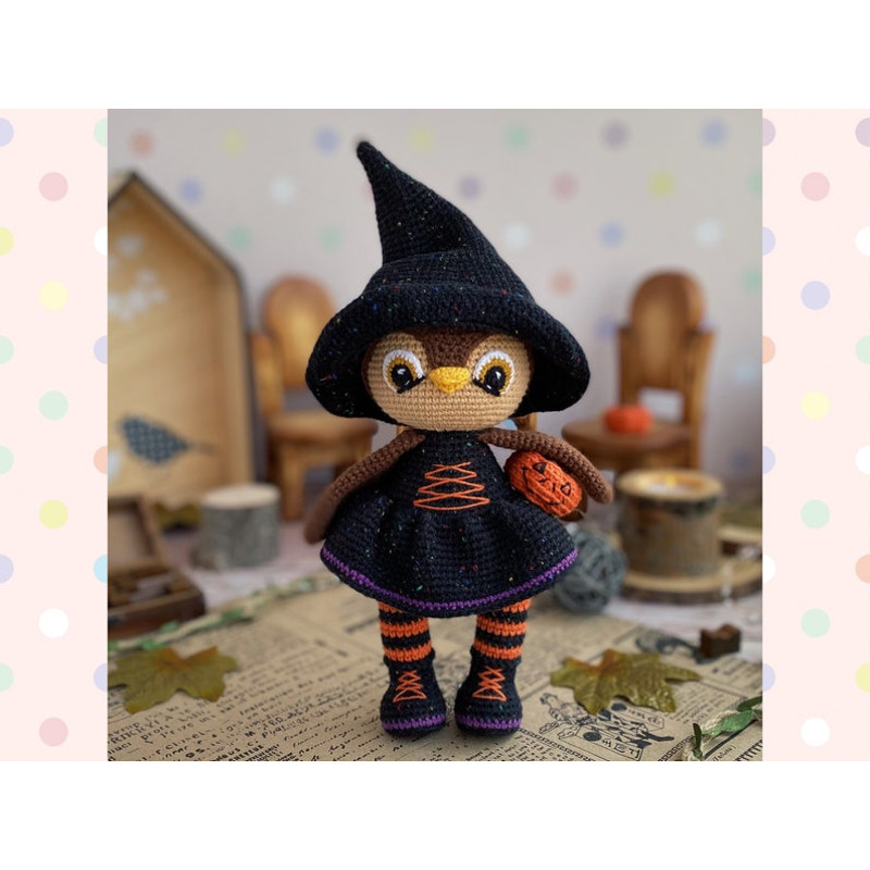 Crochet Pattern Doll Witch Owl TUTORIAL Doll Owl In English In PDF Amigurumi Owl Halloween Pattern 5