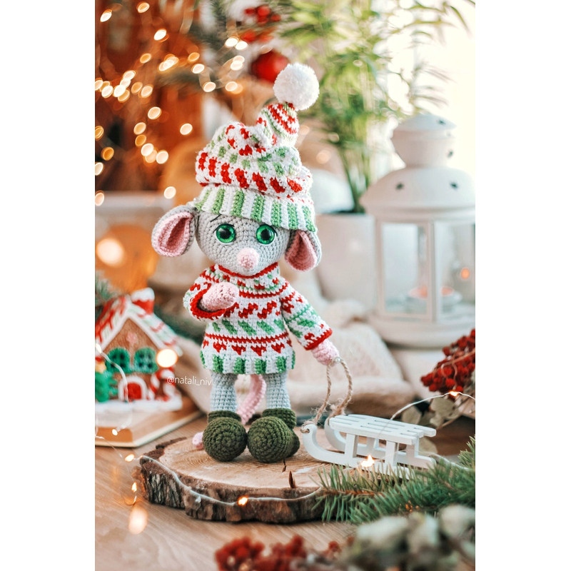 MOUSE Crochet Pattern 2 In 1 Christmas PDF Animals English Amigurumi Toy Handmade 5