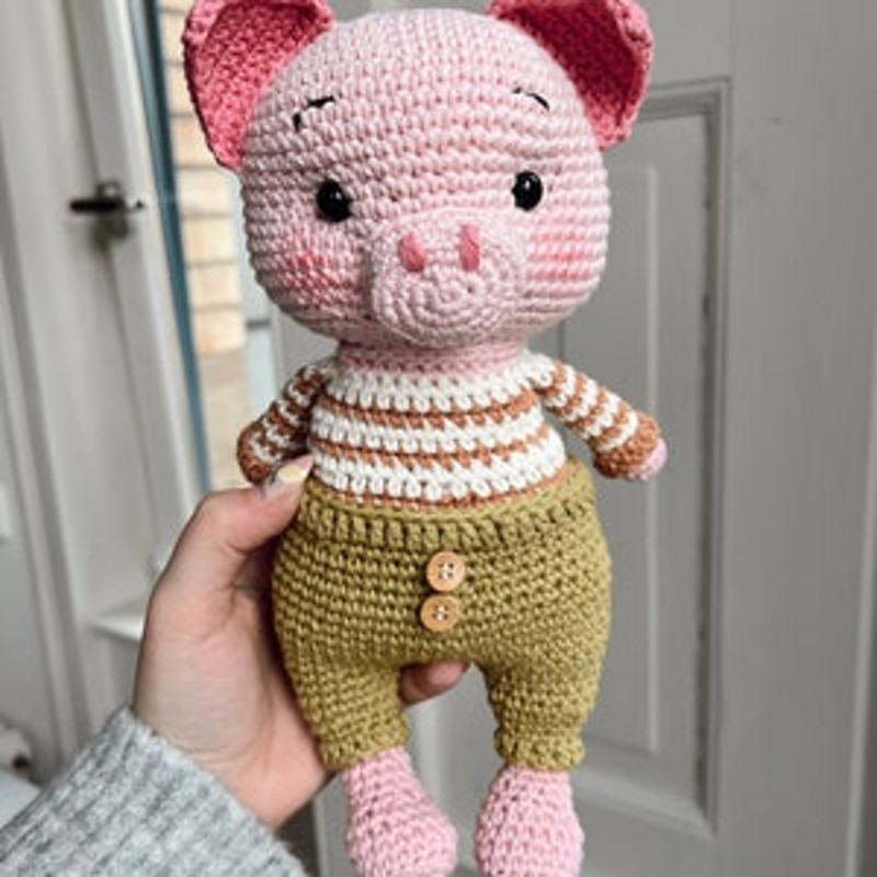 PATTERN INSTRUCTIONS Pig Piggy Pillow Pattern Cute Pig Plushie Pattern Crochet Piggy Pattern 12