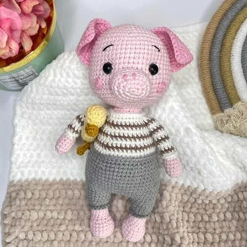 PATTERN INSTRUCTIONS Pig Piggy Pillow Pattern Cute Pig Plushie Pattern Crochet Piggy Pattern 9