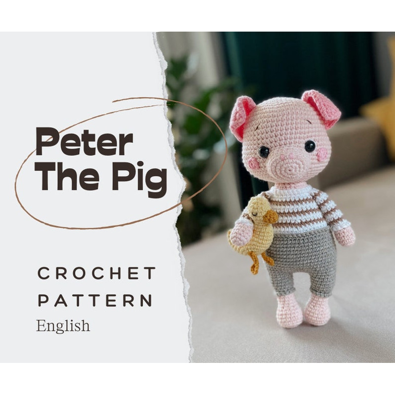 PATTERN INSTRUCTIONS Pig Piggy Pillow Pattern Cute Pig Plushie Pattern Crochet Piggy Pattern 0