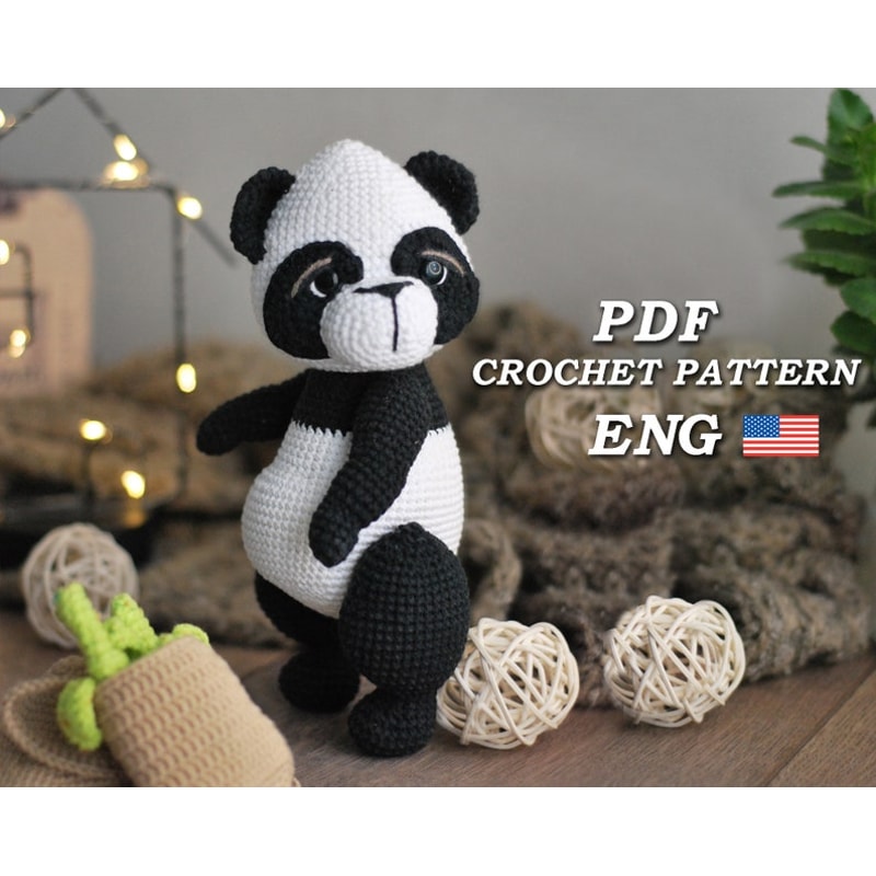 Crochet Bear Panda Pattern PDF In Eng Amigurumi Bear Panda Panda With Bamboo Crochet Animals Pattern DIY Crochet Toy 0