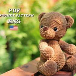 crochet cute teddy bear pattern. amigurumi plush teddy bear toy pattern. amigurumi tutorial pdf file in english, diy big