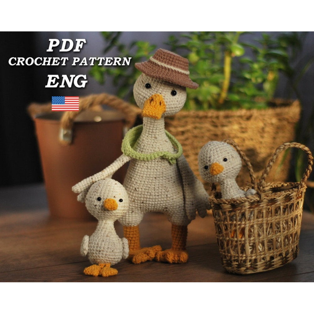 Crochet Pattern Easter Goose Amigurumi Duck Pattern PDF In Eng Crochet Goose With Little Goslings Amigurumi Bird Croc 0