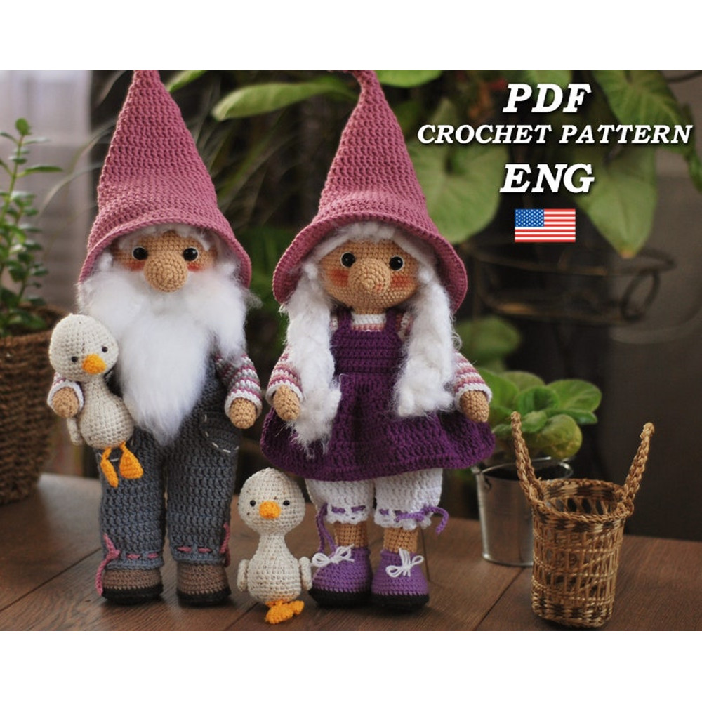 Crochet Easter Pattern Gnomes Grandfather And Grandmother Amigurumi Pattern PDF In Eng Set Of 3 Patterns In 1 Easter G 0