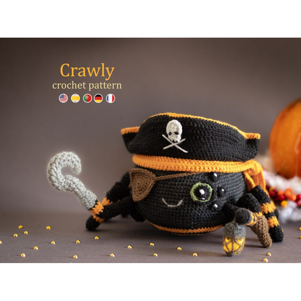 Crochet Pattern Crawly The Spider Pirate Halloween Amigurumi Pattern US Terms PDF 1