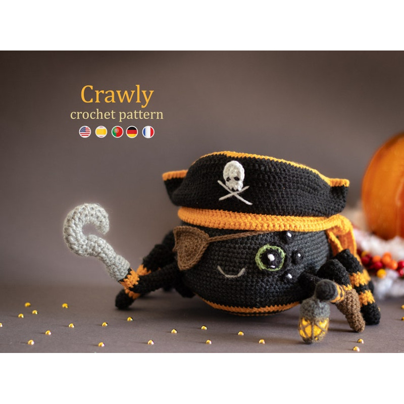 Crochet Pattern Crawly The Spider Pirate Halloween Amigurumi Pattern US Terms PDF 1