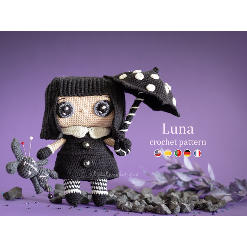 Crochet Pattern Luna The Gothic Doll Amigurumi Pattern US Terms PDF 0