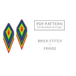 native american print earrings diy, brick stitch pattern, miyuki delica pattern, lgbtq pride earrings patern, beadwork