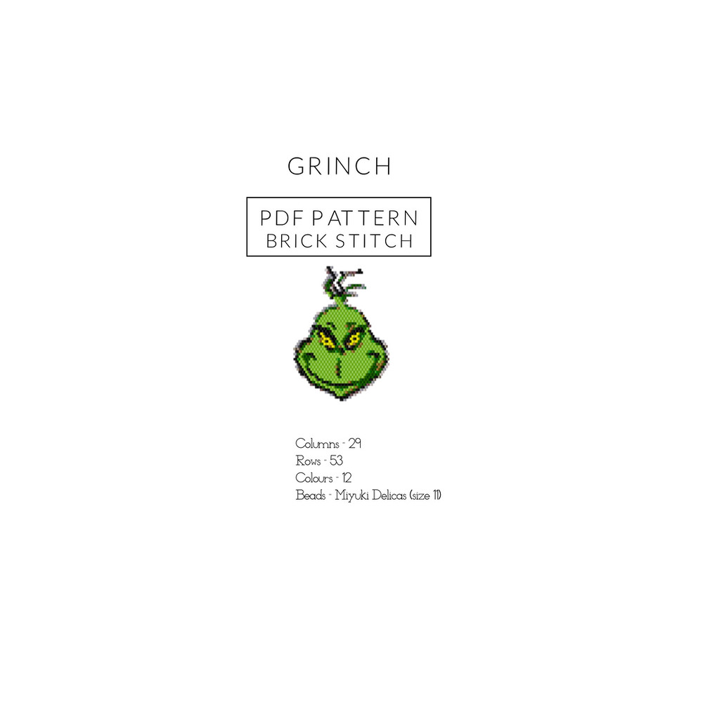 Grinch Bead Pattern Brick Stitch Pattern For Miyuki Delica 110 New Year Christmas Pattern 80 0