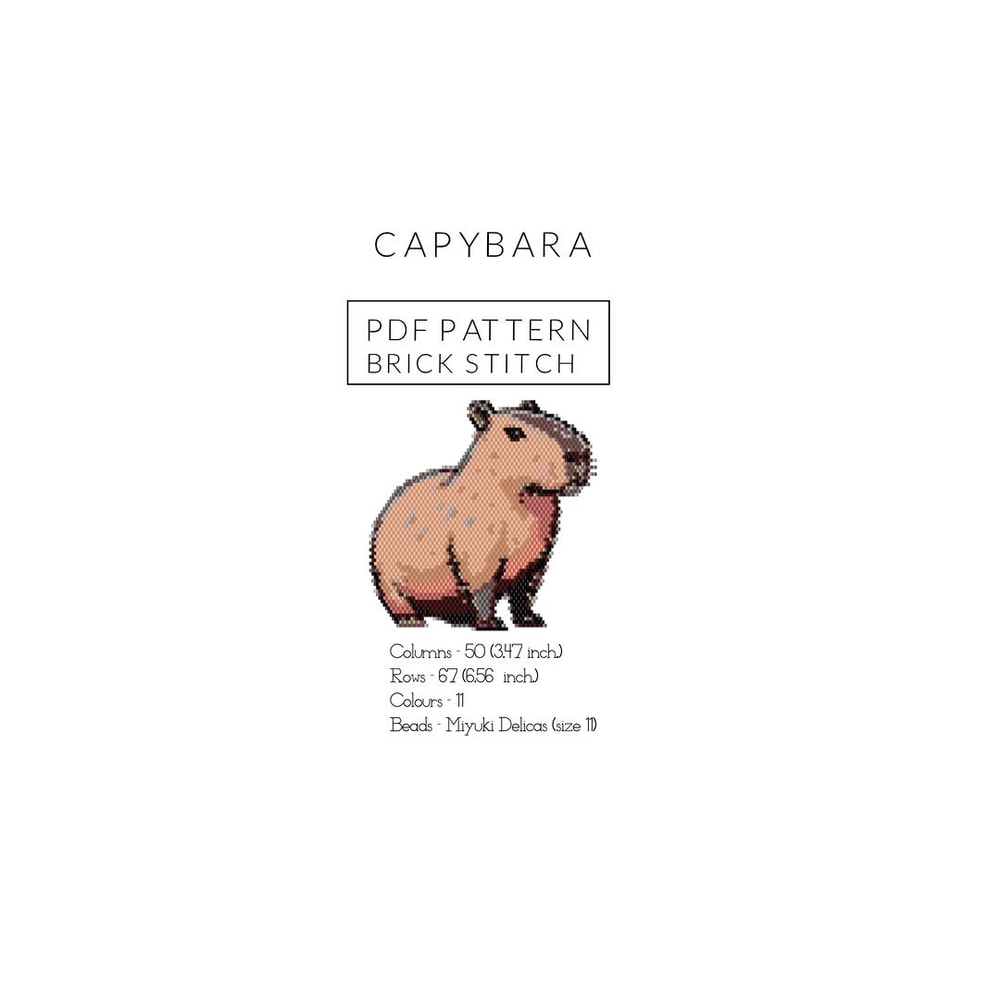 Capybara Brick Stitch Pattern Miyuki Delicas Pdf Pattern Beading Pattern Instant Download 112 0
